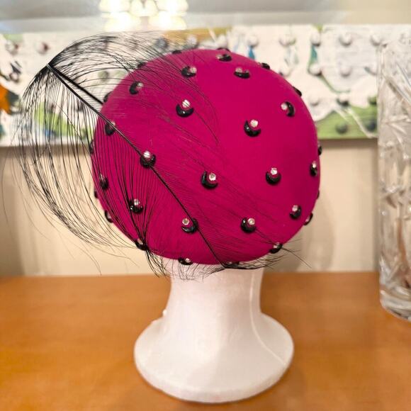 Mr. John Classic Hat, New York, Paris, Fuscia and Rhinestones, Feather main image 5
